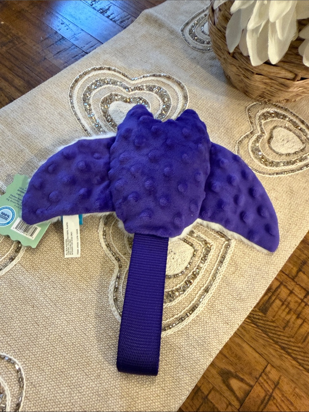 Bark Manny Ray Dog Toy with Purple tug Handle - Picture 5 of 7
